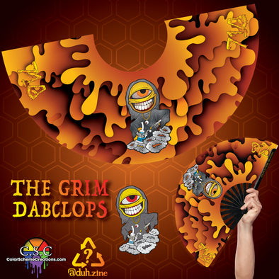 13" hand fan - GRIM DABCLOPS - CYCLOPS ARMY 710 inspired collection