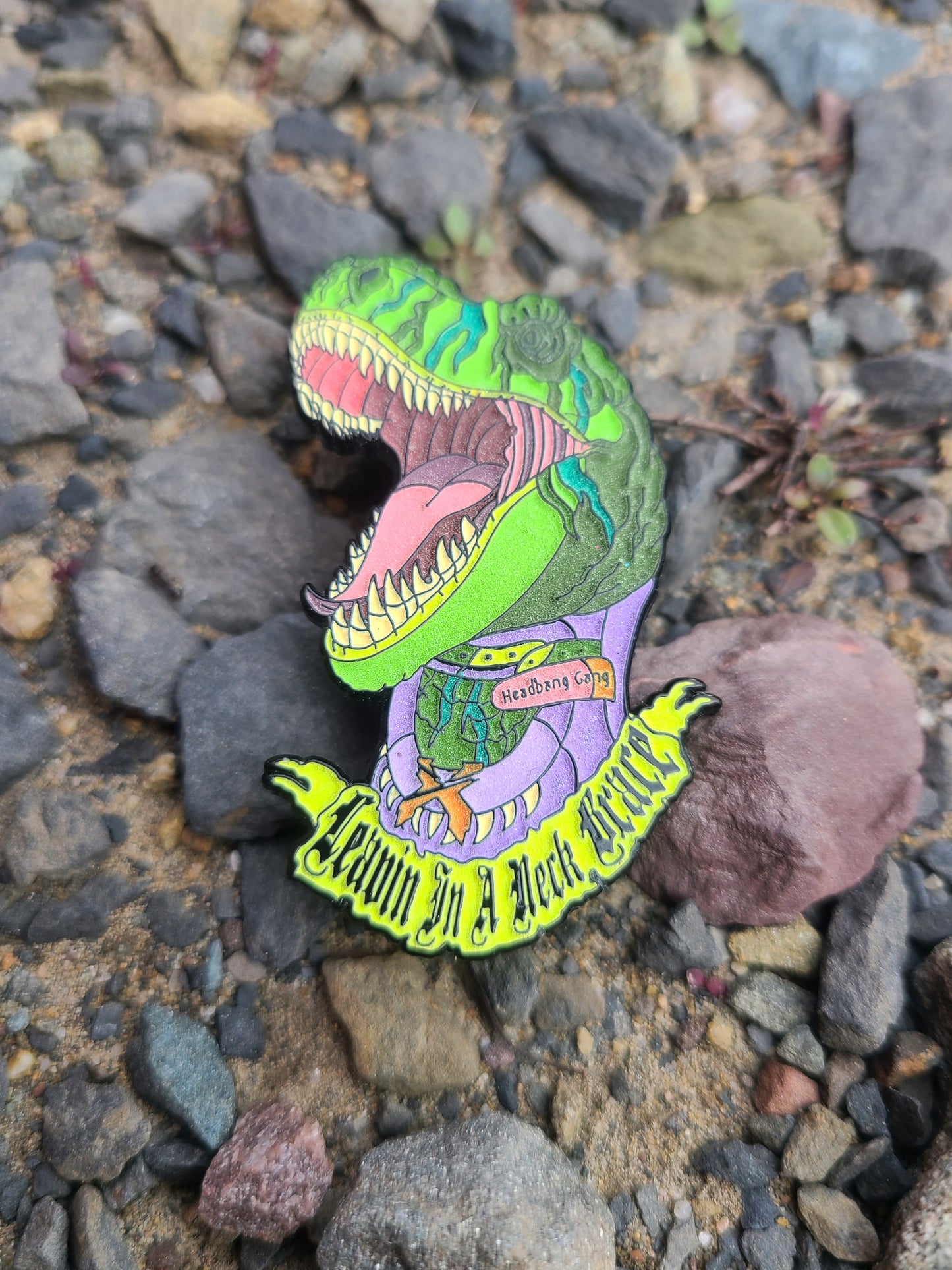 2.25" soft enamel pin - leavin in a neckbrace
