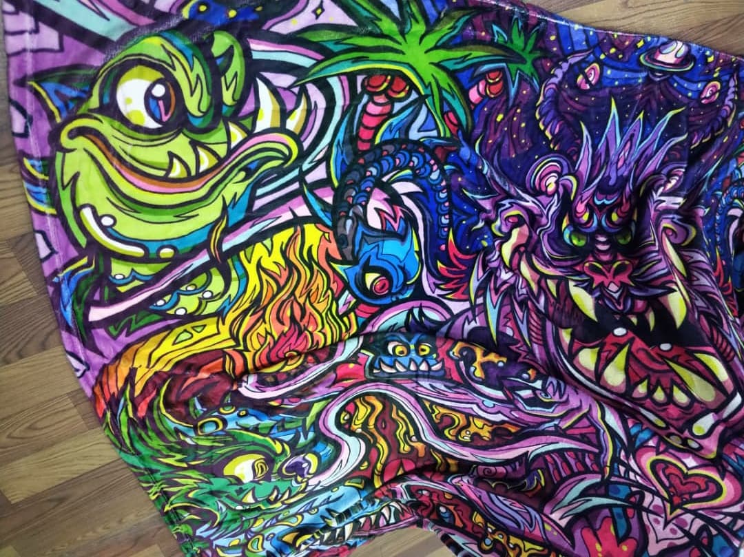 Queen Sized "MONSTER DRIP" Blanket - Designed by EmiMonsterArt