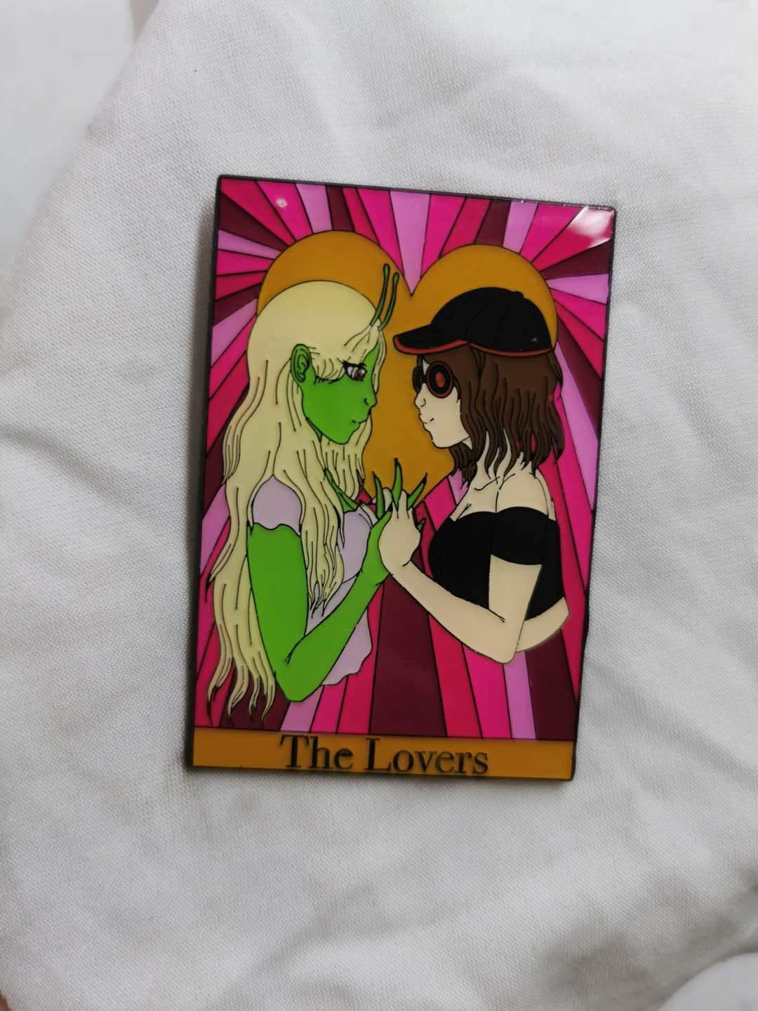 2.25" soft enamel pin - The LOVERS tarrot card - DUBSTEP INSPIRED